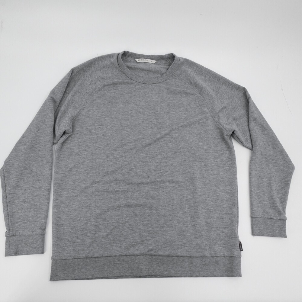 Free Fly Sweatshirt Mens Large Gray Pullover Bamboo Fleece Crew Lightweight